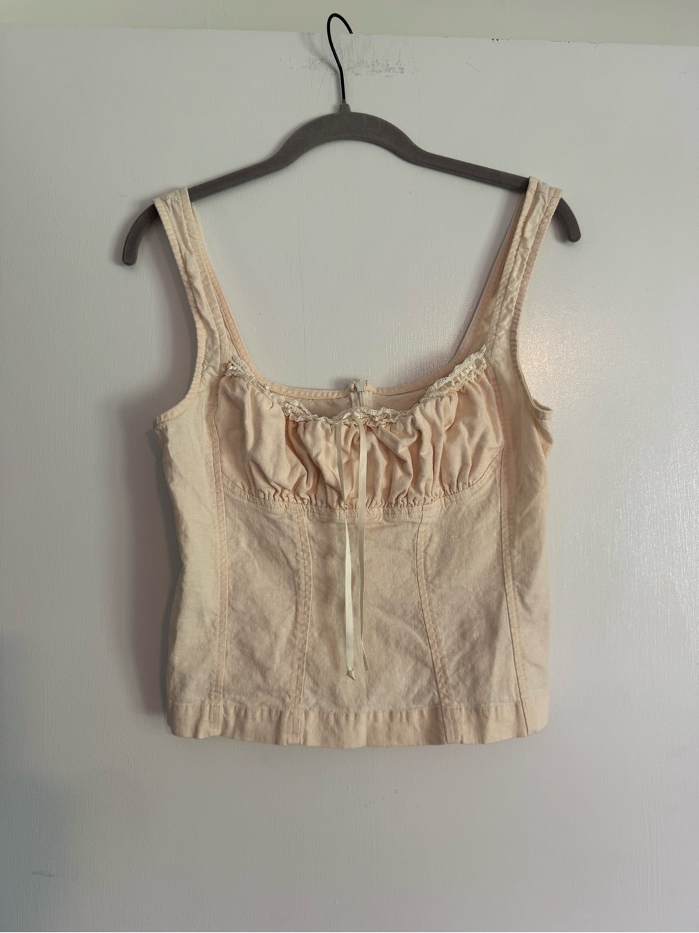 BDG Cream Lace-Trim Camisole Tank